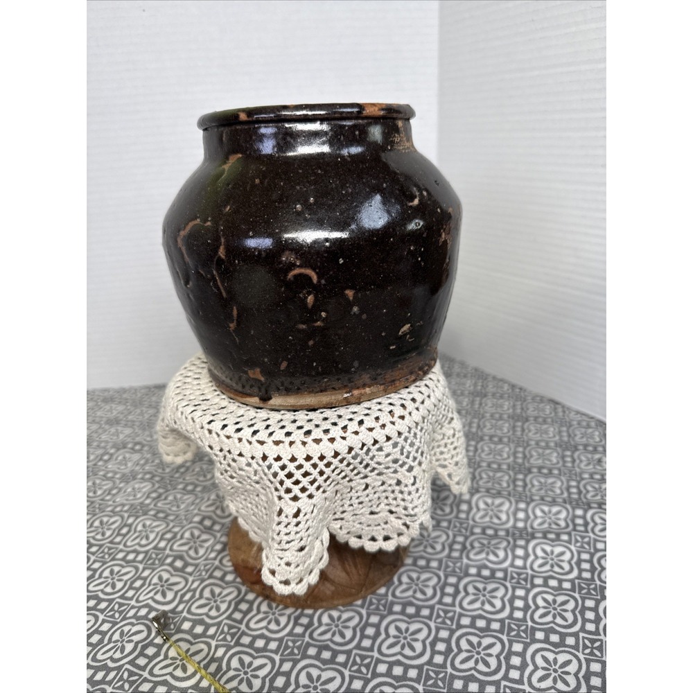 ANTQ.Chinese Stoneware Brown Glazed Pottery Storage Jar Similar To Soy Sauce Jug